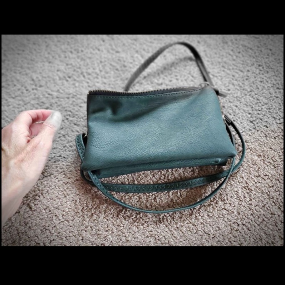 Crossbody Purse (Teal/Green) with Gold Hardware